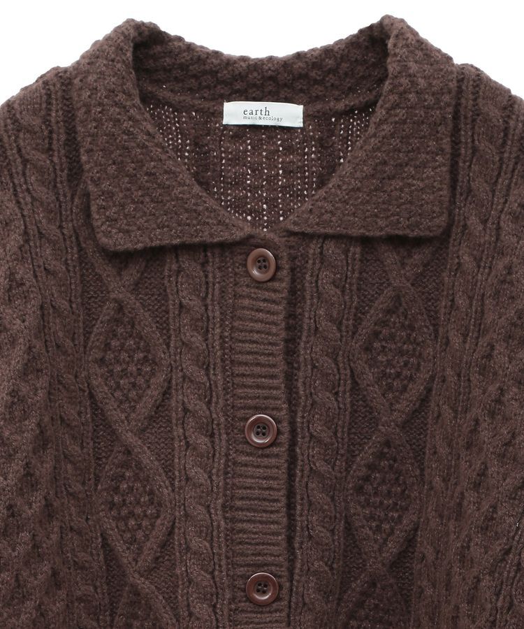 earth music&ecology「衿付きケーブルニットカーディガン」|カーディガン|