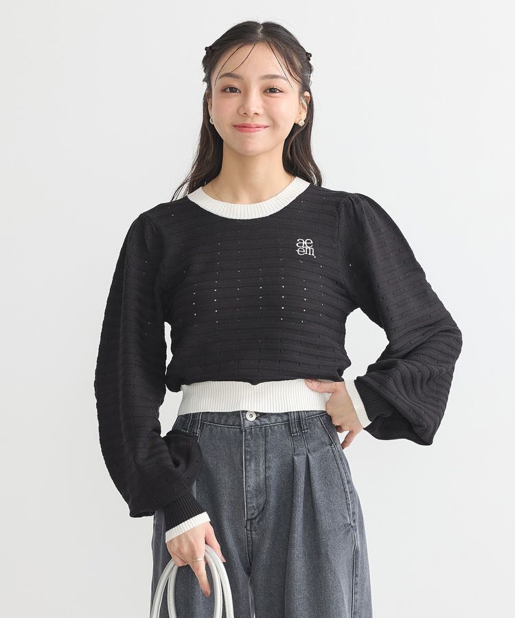 earth music&ecology「配色バックリボンプルオーバー」|ニット・セーター|