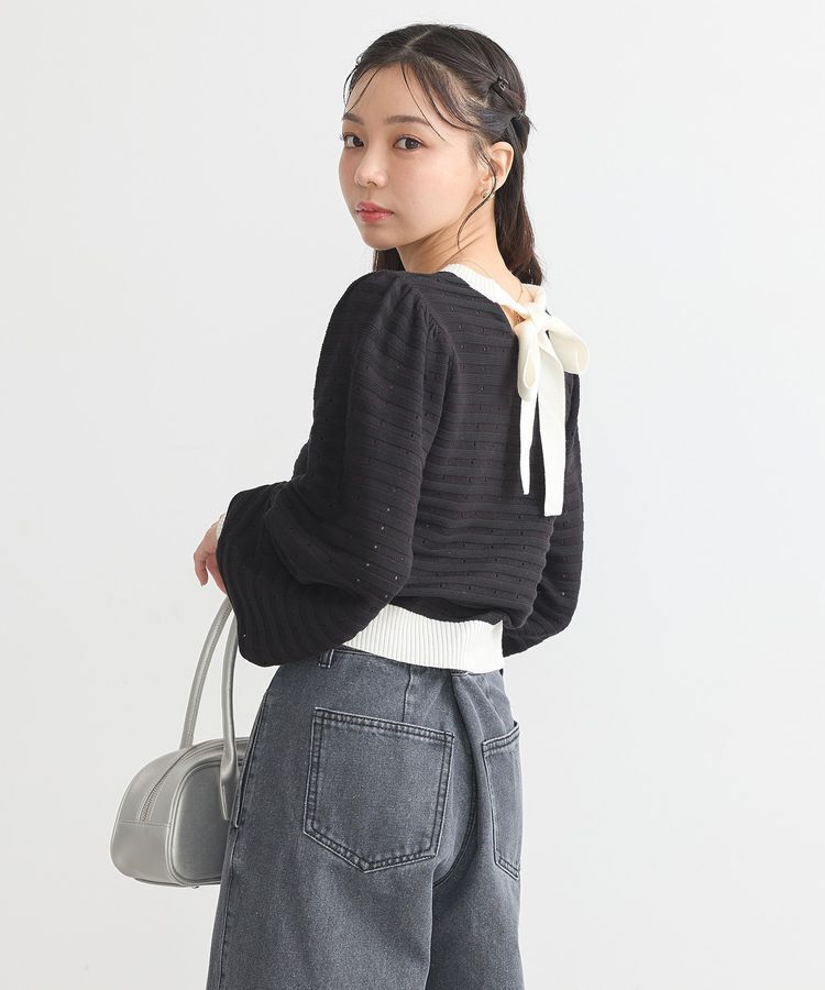 earth music&ecology「配色バックリボンプルオーバー」|ニット・セーター|