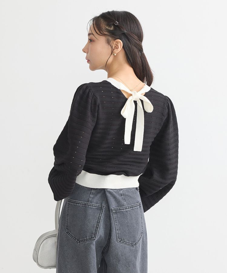 earth music&ecology「配色バックリボンプルオーバー」|ニット・セーター|