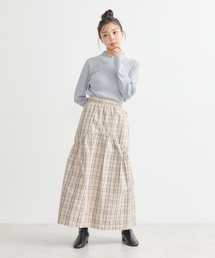 earth music&ecology「メモリータフタチェックスカート」|フレア|