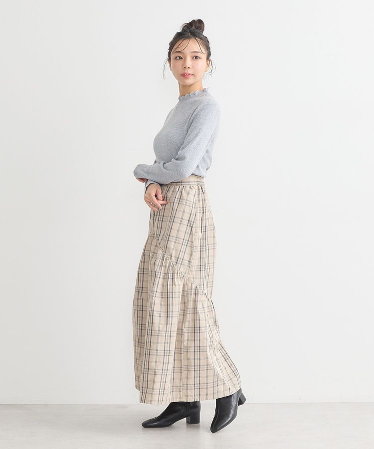 earth music&ecology「メモリータフタチェックスカート」|フレア|