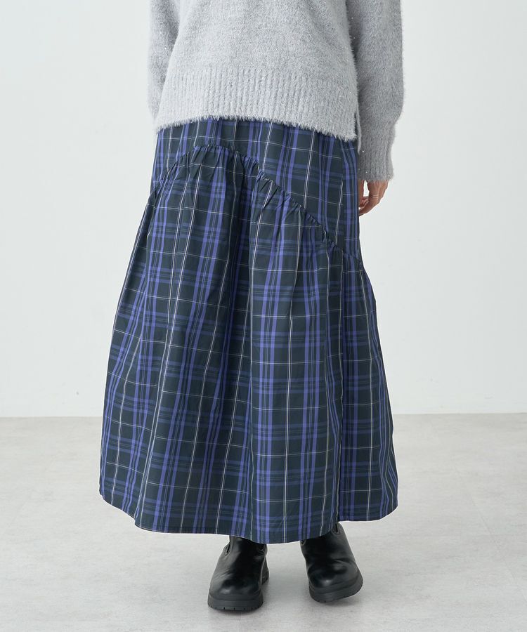 earth music&ecology「メモリータフタチェックスカート」|フレア|