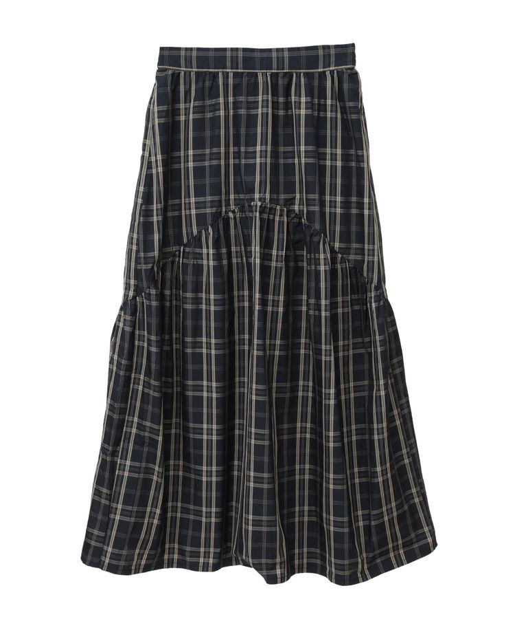 earth music&ecology「メモリータフタチェックスカート」|フレア|