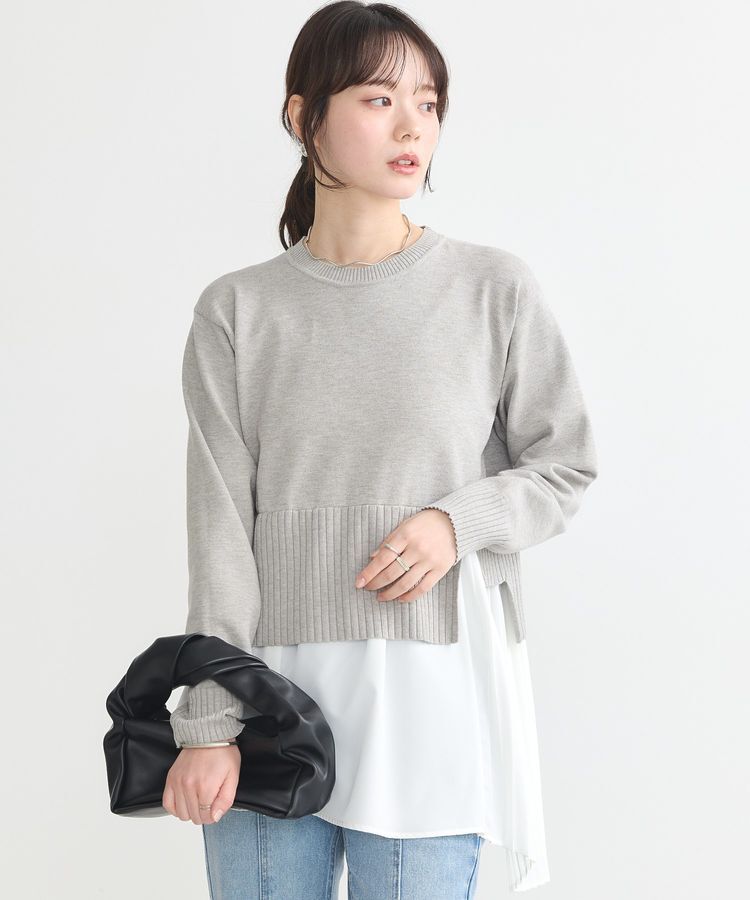 earth music&ecology「アシンメトリープリーツドッキングプルオーバー」|チュニック|