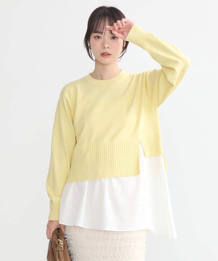 earth music&ecology「アシンメトリープリーツドッキングプルオーバー」|チュニック|