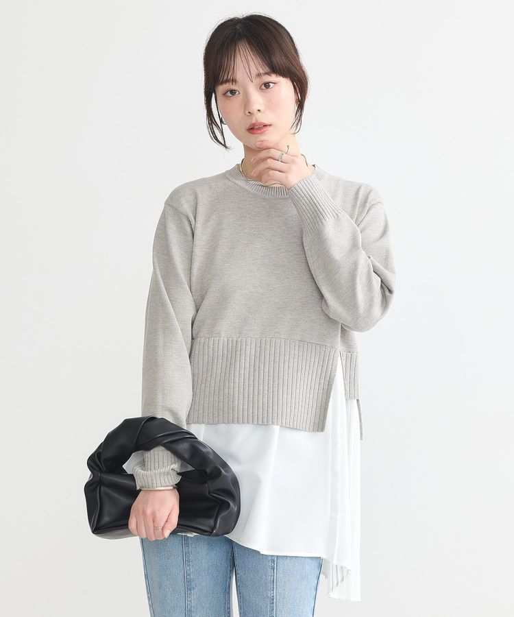 earth music&ecology「アシンメトリープリーツドッキングプルオーバー」|チュニック|