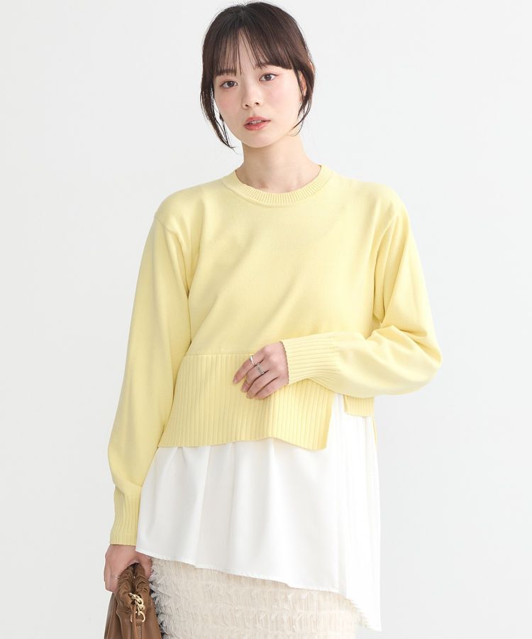 earth music&ecology「アシンメトリープリーツドッキングプルオーバー」|チュニック|Yellow