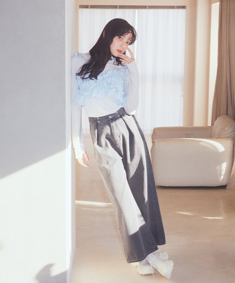 earth music&ecology「タックホックデニムパンツ」|デニム|