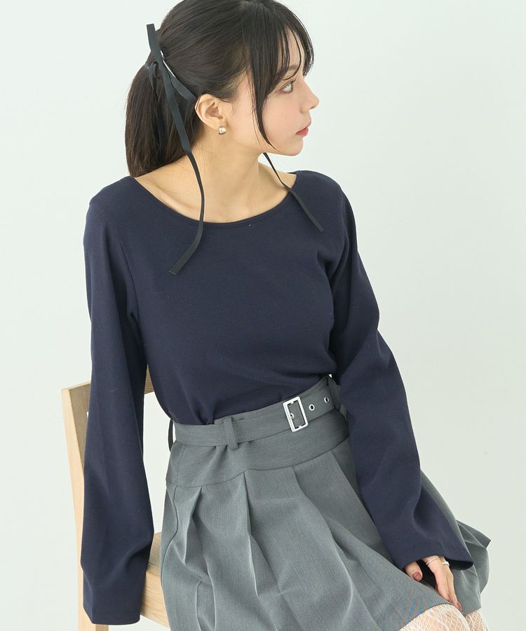 earth music&ecology「2WAYネックリブプルオーバー」|Tシャツ・カットソー|Navy