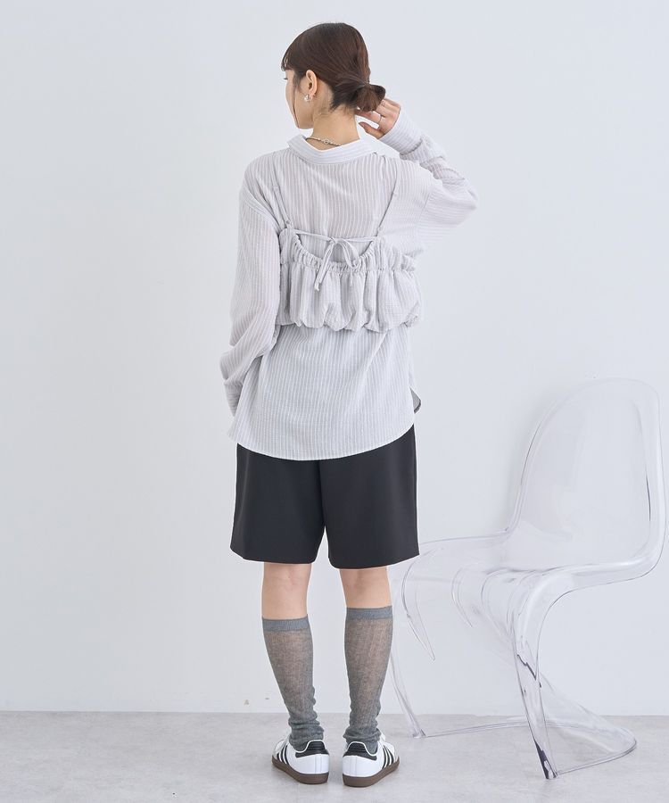 earth music&ecology「SET2点起毛ストライプシャツ+バルーンビスチェ」|シャツ・ブラウス|