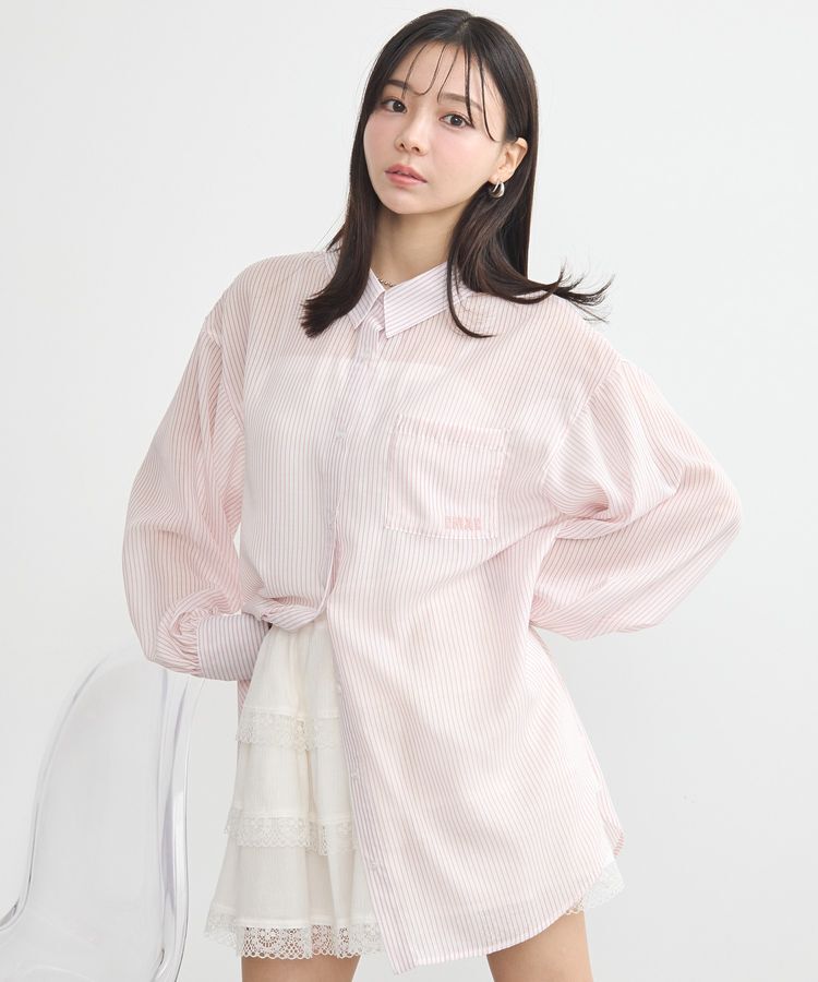 earth music&ecology「バックレースアップシャツ」|シャツ・ブラウス|Pink