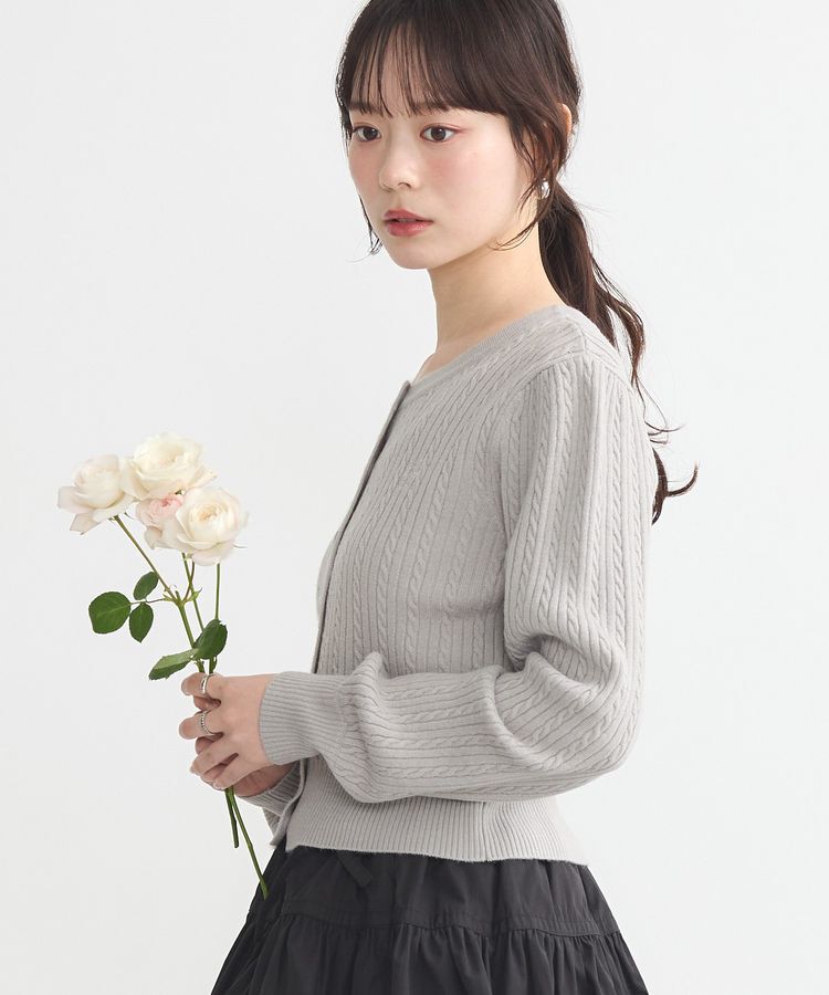 earth music&ecology「ミニケーブルコンパクトカーディガン」|カーディガン|