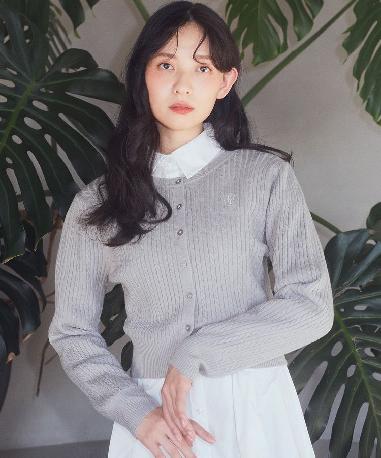 earth music&ecology「ミニケーブルコンパクトカーディガン」|カーディガン|