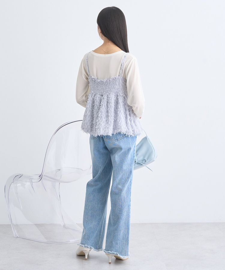 earth music&ecology「フロントギャザーフリンジキャミトップス」|ベスト・ジレ|