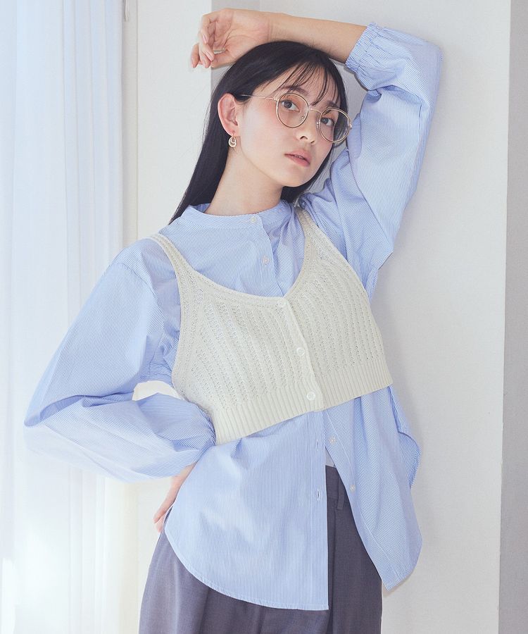 earth music&ecology「SET2点透かしニットビスチェ＋シャツ」|シャツ・ブラウス|