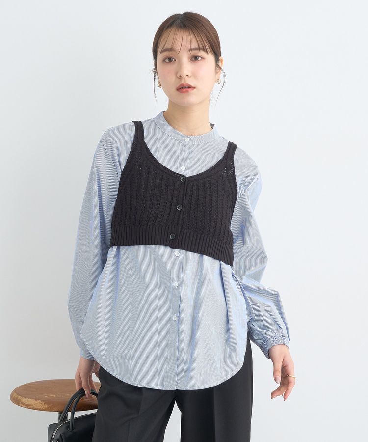earth music&ecology「SET2点透かしニットビスチェ＋シャツ」|シャツ・ブラウス|
