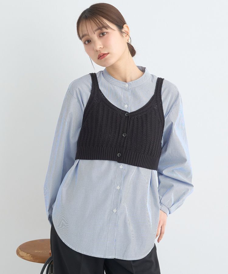 earth music&ecology「SET2点透かしニットビスチェ＋シャツ」|シャツ・ブラウス|Black