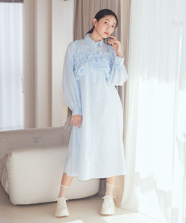 earth music&ecology「SET2点シャーリングビスチェ+シャツワンピース」|ワンピース|