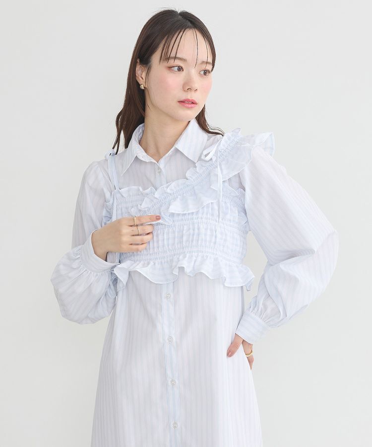 earth music&ecology「SET2点シャーリングビスチェ+シャツワンピース」|ワンピース|