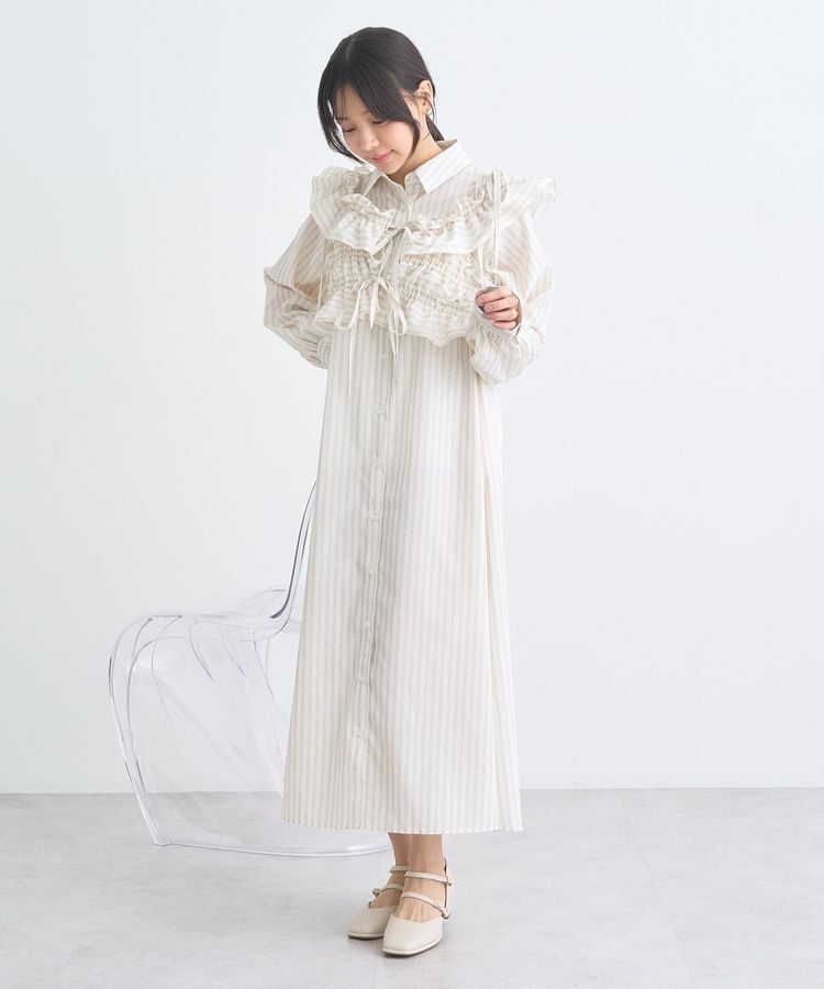 earth music&ecology「SET2点シャーリングビスチェ+シャツワンピース」|ワンピース|