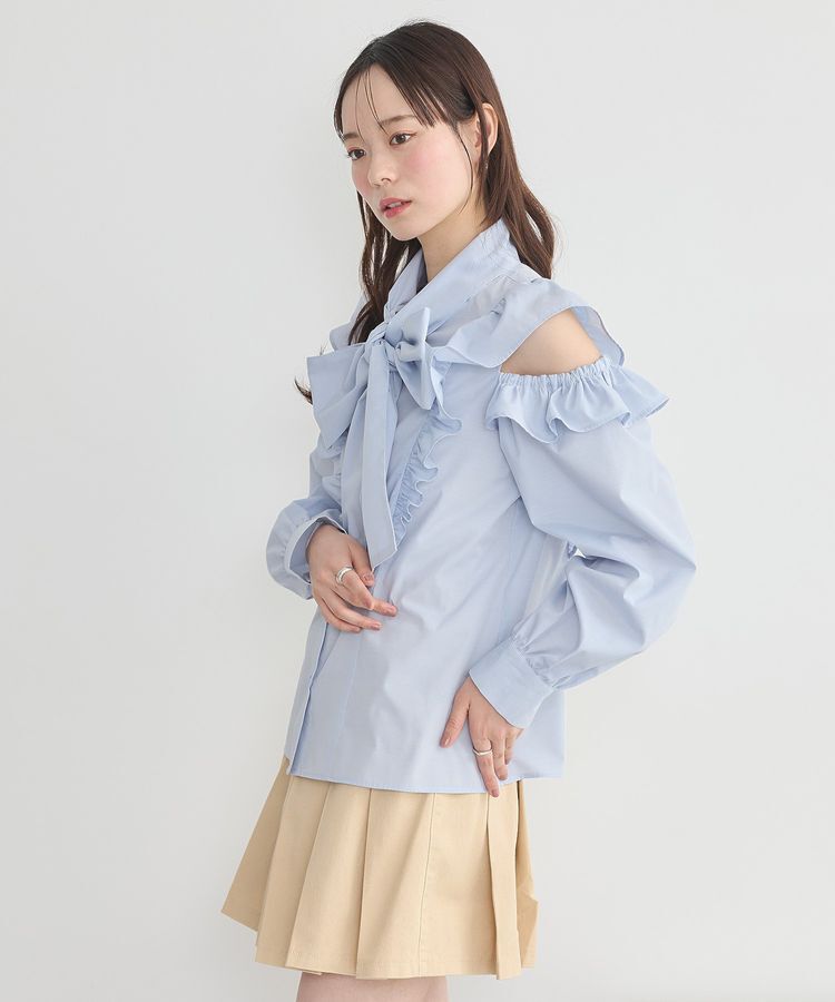 earth music&ecology「リボンラッフルブラウス」|シャツ・ブラウス|
