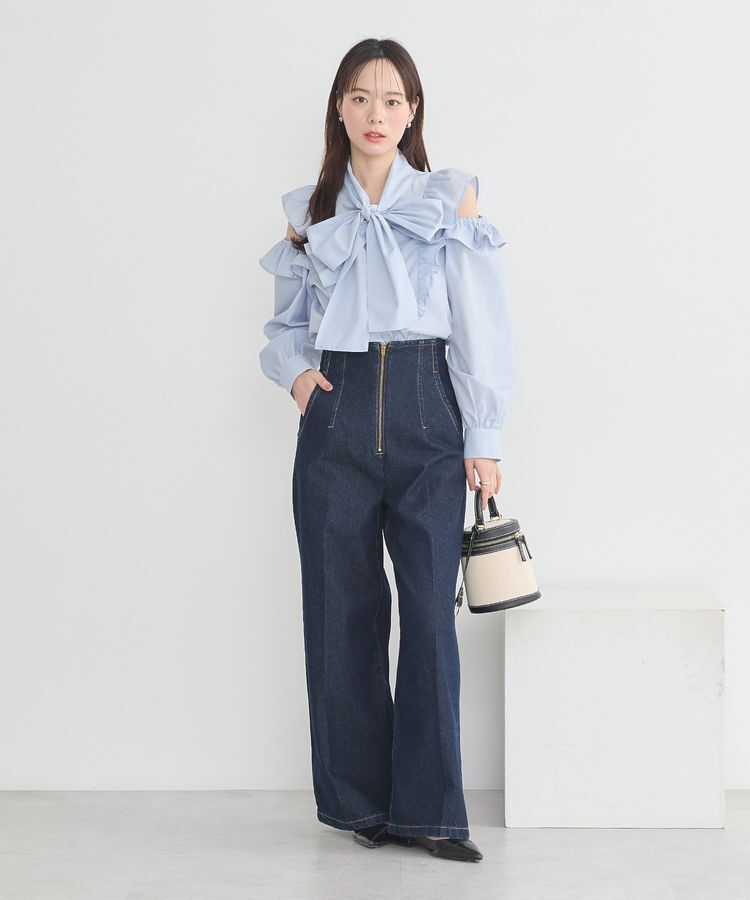 earth music&ecology「リボンラッフルブラウス」|シャツ・ブラウス|