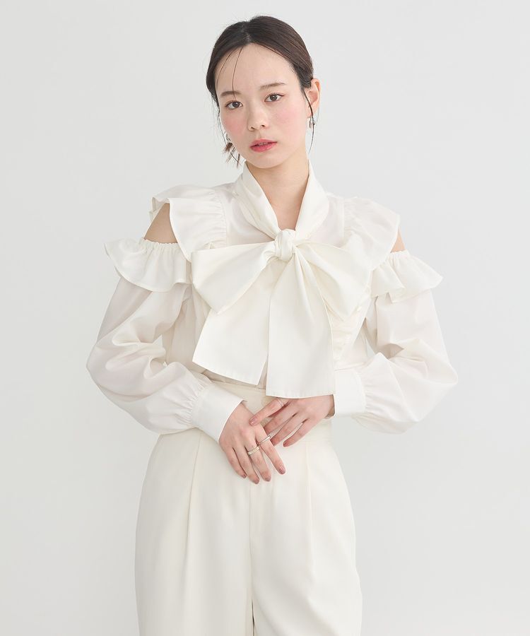 earth music&ecology「リボンラッフルブラウス」|シャツ・ブラウス|