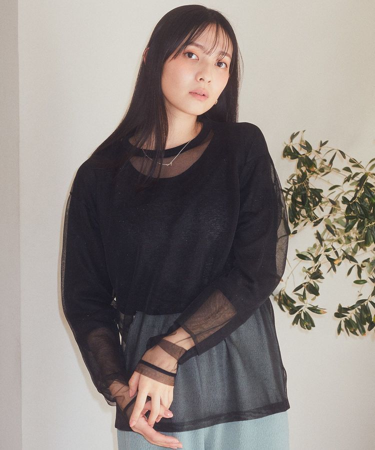 earth music&ecology「シアールーズニットプルオーバー」|チュニック|Black