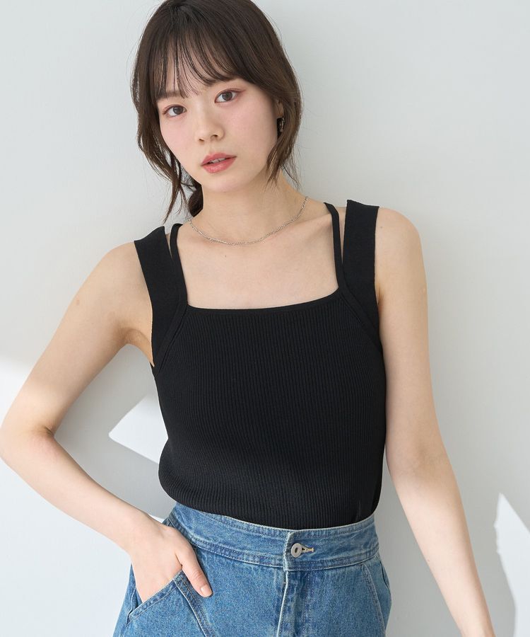 earth music&ecology「レイヤードニットタンクトップ」|キャミソール|