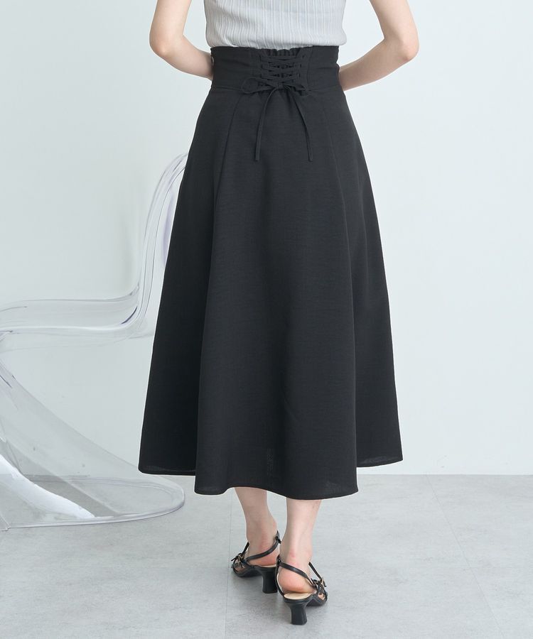 earth music&ecology「バックレースアップスカート」|フレア|Black