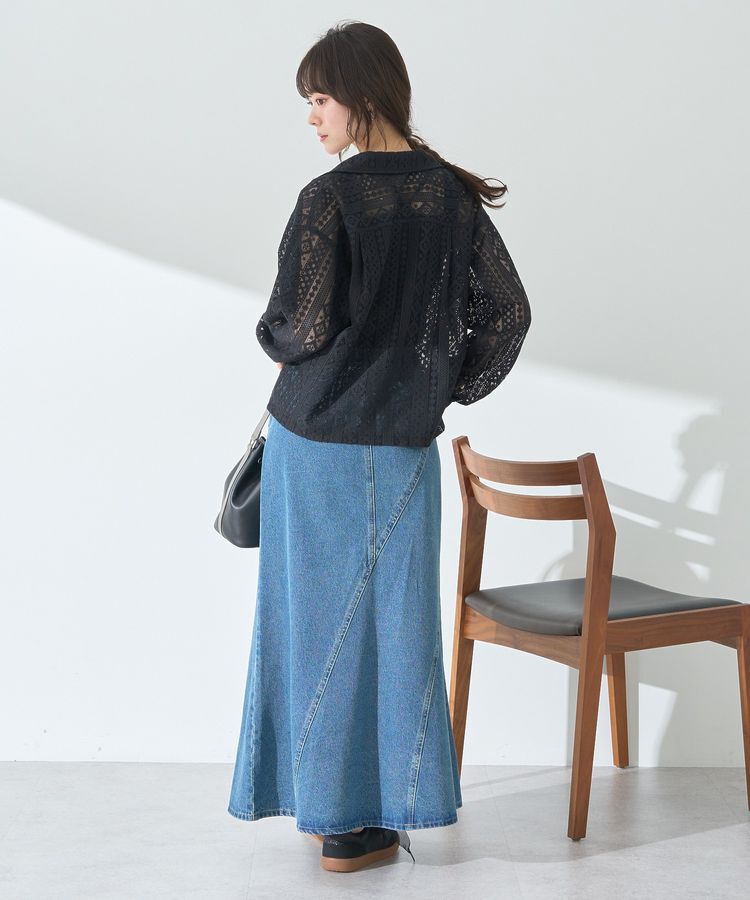 earth music&ecology「スパンコールレースショートシャツ」|シャツ・ブラウス|