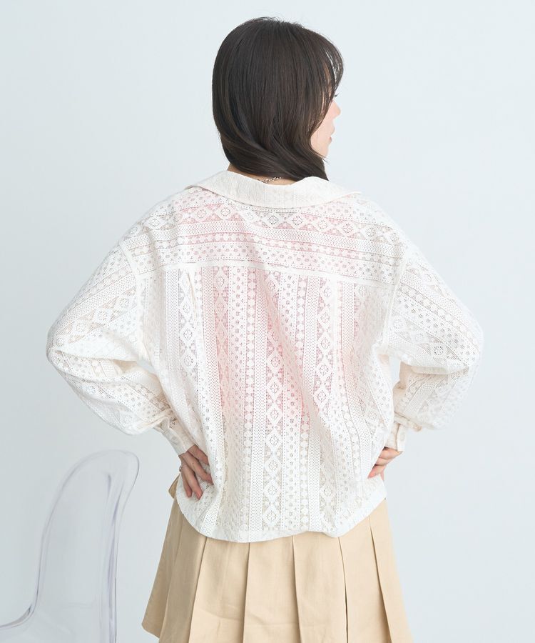 earth music&ecology「スパンコールレースショートシャツ」|シャツ・ブラウス|