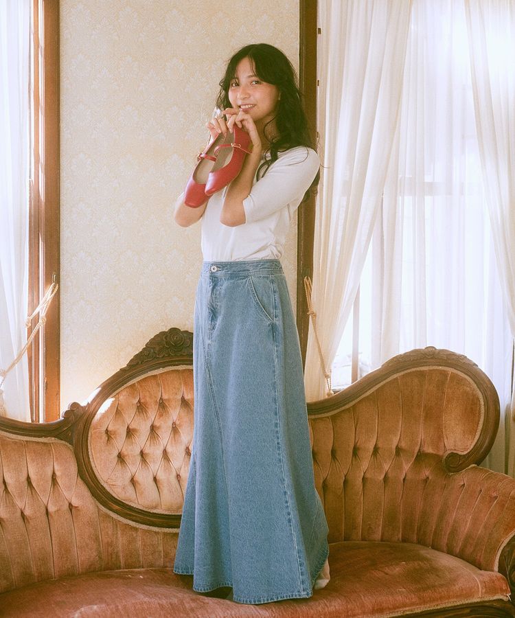 earth music&ecology「エスカルゴマーメイドデニムスカート」|フレア|