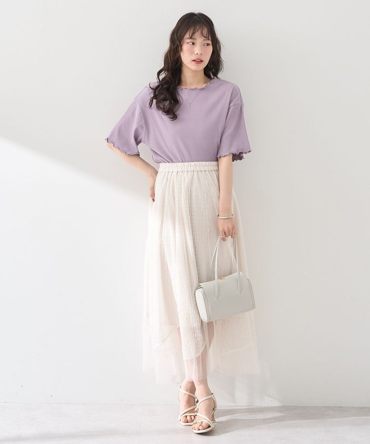 earth music&ecology「柄チュールヘムスカート」|フレア|