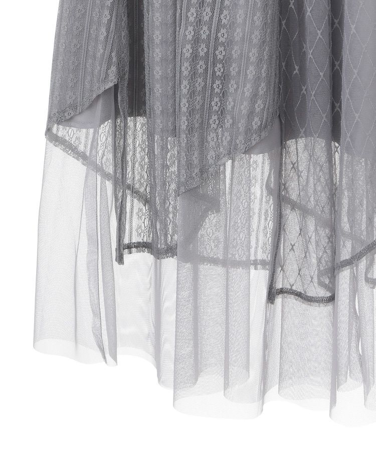 earth music&ecology「柄チュールヘムスカート」|フレア|