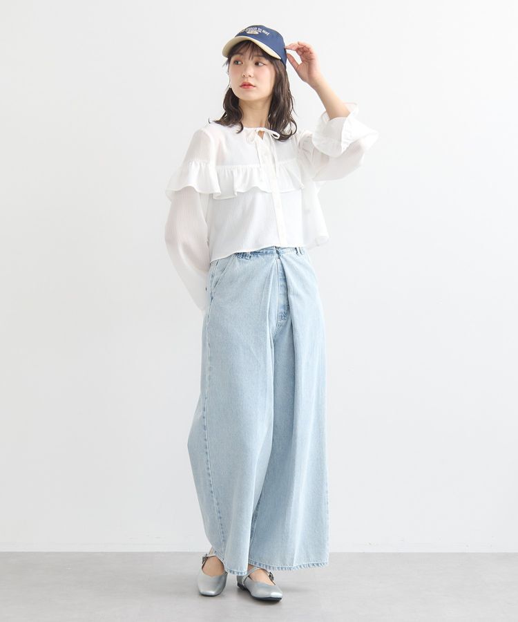 earth music&ecology「フリル切替えショートブラウス」|シャツ・ブラウス|