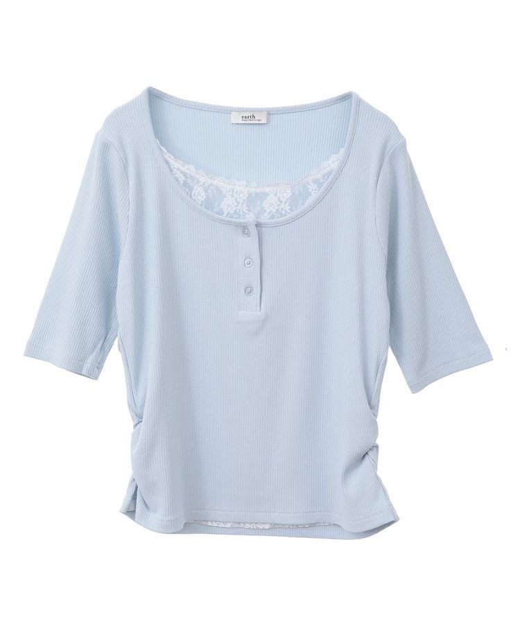 earth music&ecology「レースレイヤードリブプルオーバー」|Tシャツ・カットソー|