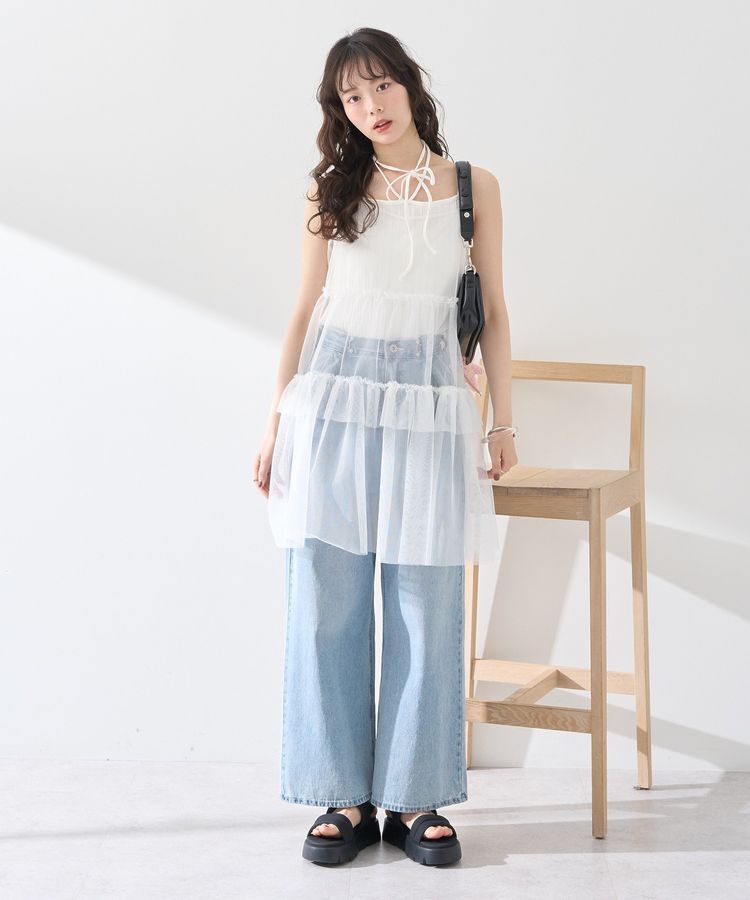 earth music&ecology「チュールミニキャミワンピース」|ワンピース|