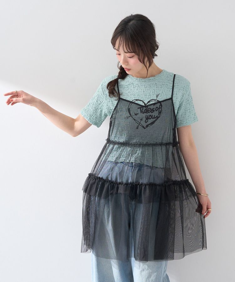 earth music&ecology「チュールミニキャミワンピース」|ワンピース|