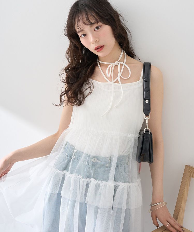 earth music&ecology「チュールミニキャミワンピース」|ワンピース|