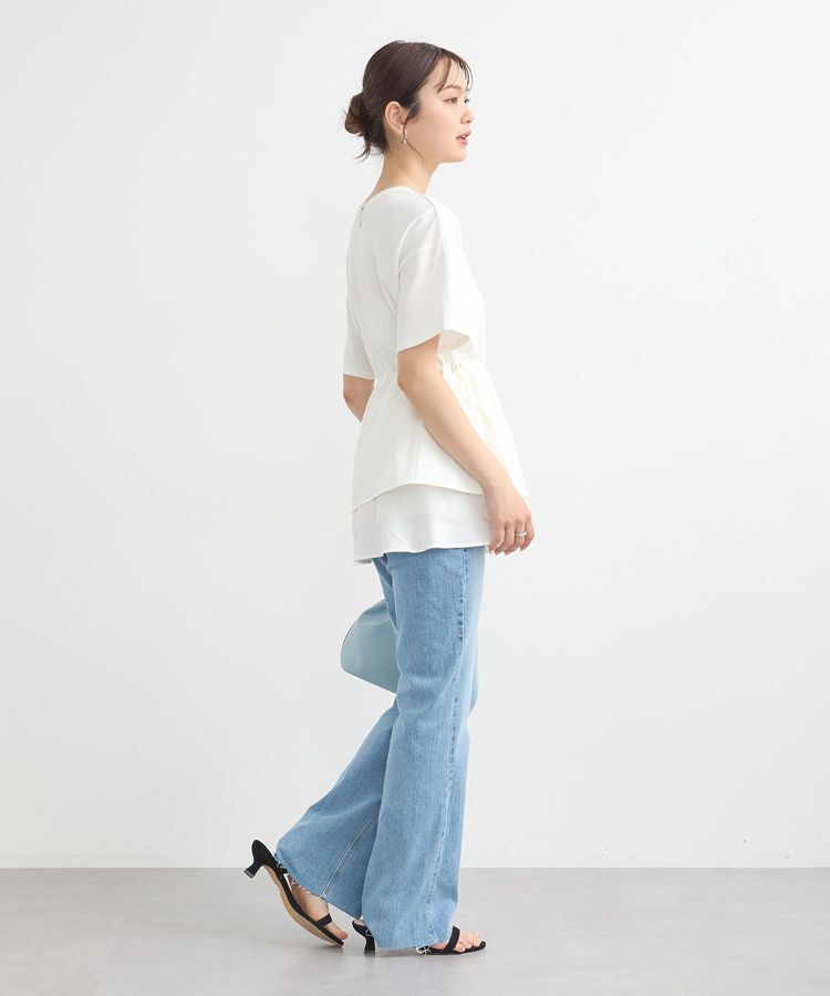 earth music&ecology「セルフカットフレアデニムパンツ」|デニム|