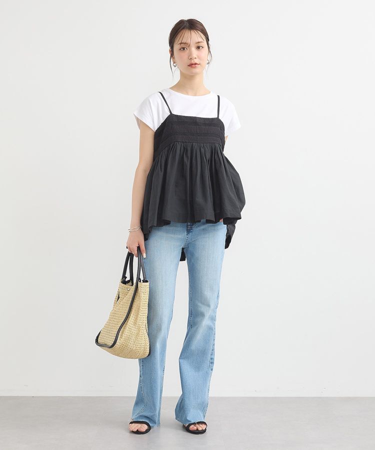 earth music&ecology「セルフカットフレアデニムパンツ」|デニム|