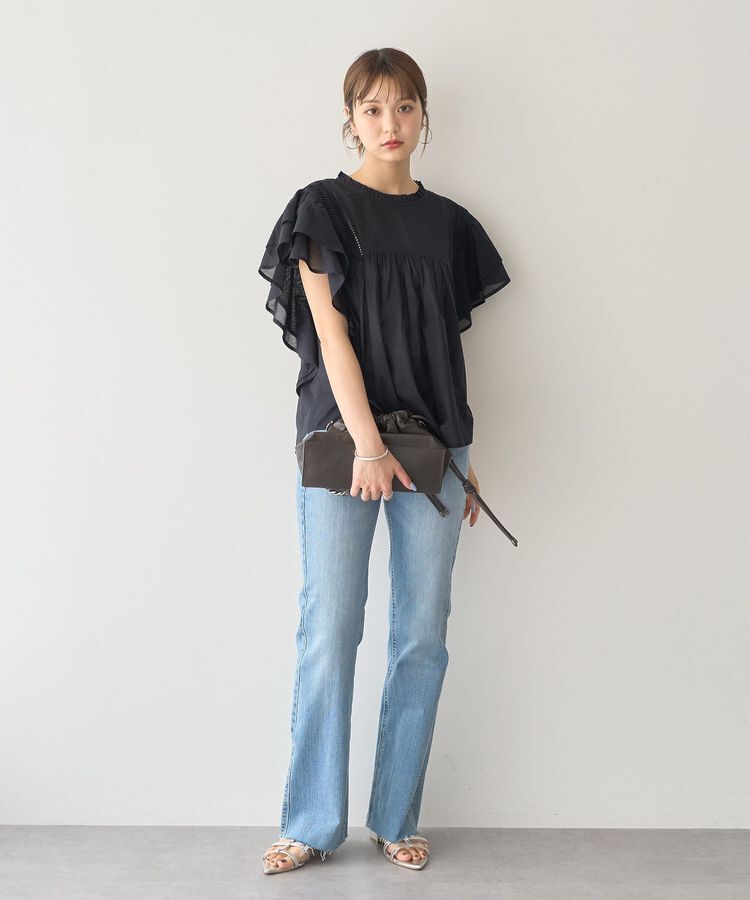 earth music&ecology「セルフカットフレアデニムパンツ」|デニム|