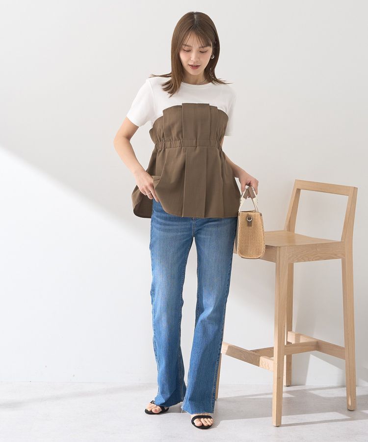 earth music&ecology「セルフカットフレアデニムパンツ」|デニム|