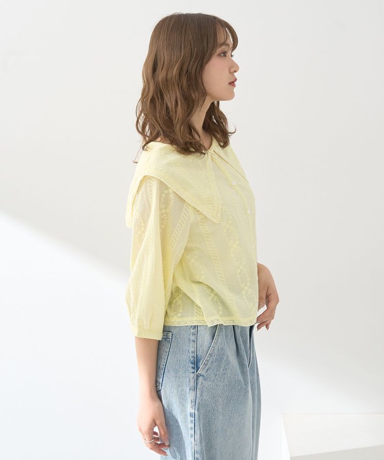 earth music&ecology「ビッグカラー刺繍ブラウス」|シャツ・ブラウス|