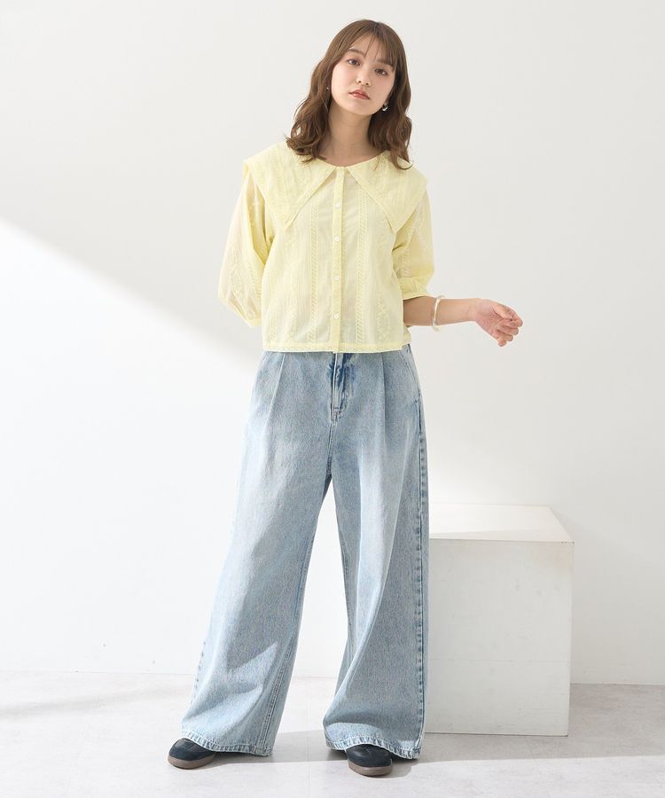 earth music&ecology「ビッグカラー刺繍ブラウス」|シャツ・ブラウス|