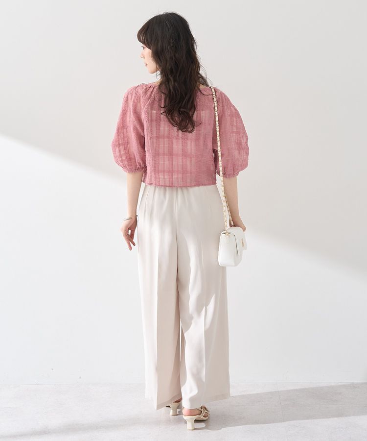 earth music&ecology「シアーチェックパフスリーブブラウス」|シャツ・ブラウス|