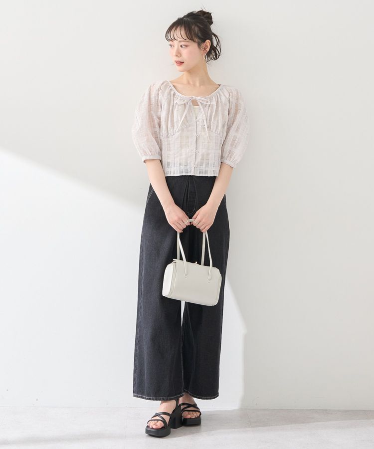 earth music&ecology「シアーチェックパフスリーブブラウス」|シャツ・ブラウス|