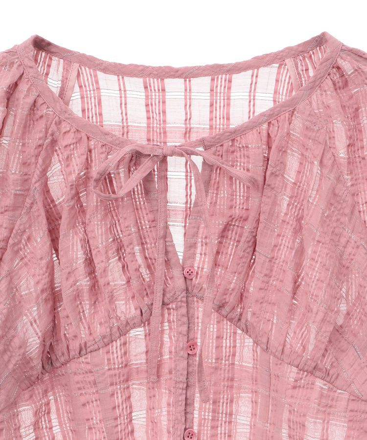 earth music&ecology「シアーチェックパフスリーブブラウス」|シャツ・ブラウス|